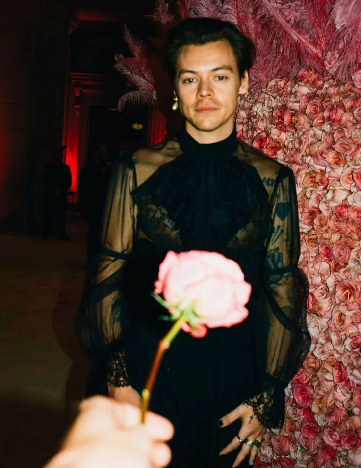 Harry Styles - exempt from the black tux rant by virtue of his high-waisted trousers, sheer blouse, black nail polish and peal earring (and also the fact he co-chaired the event)