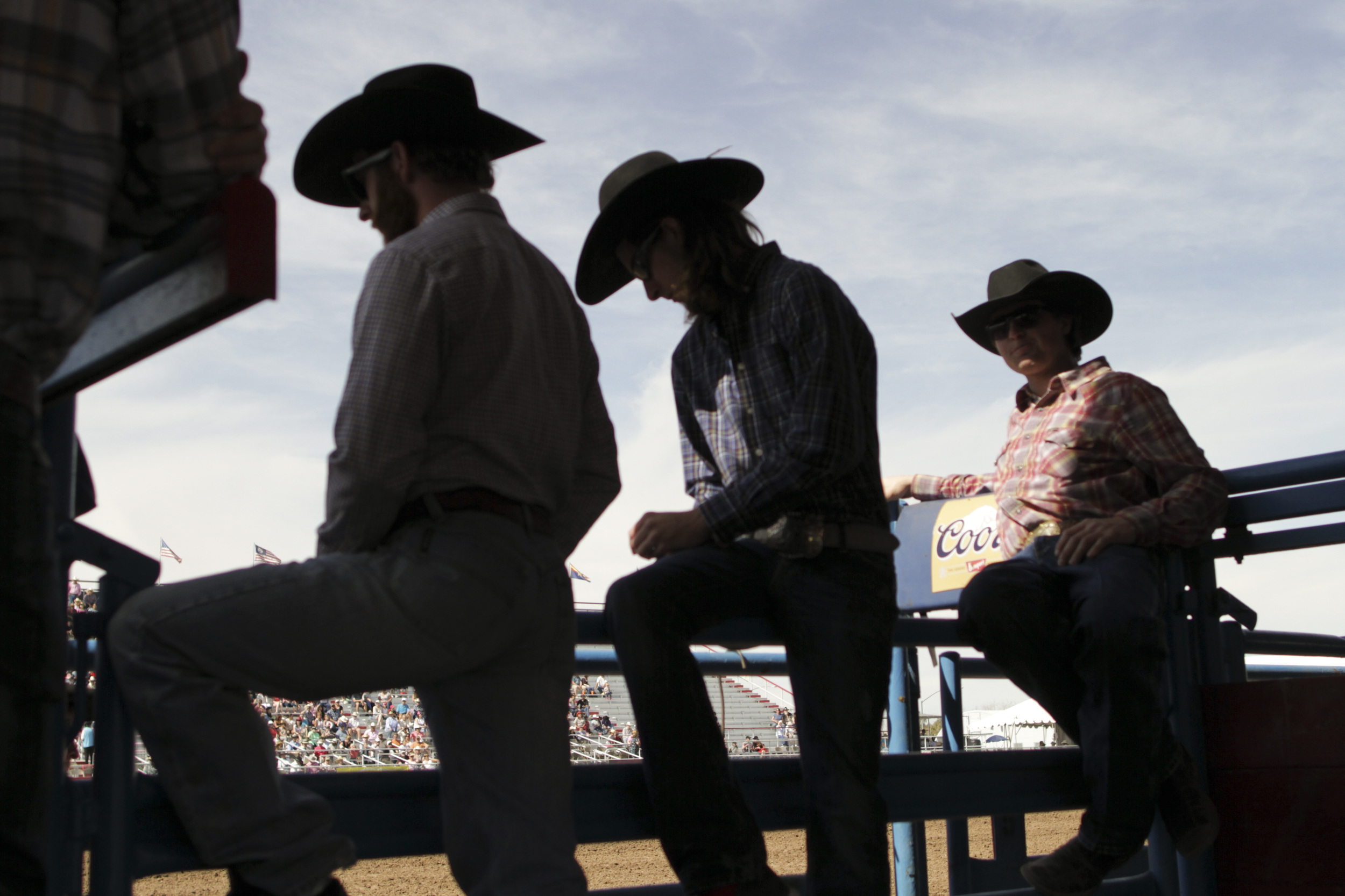  Cowboys watch the Fiesta de Los Vaqueros in Tucson, Arizona in February 2014.&nbsp; 