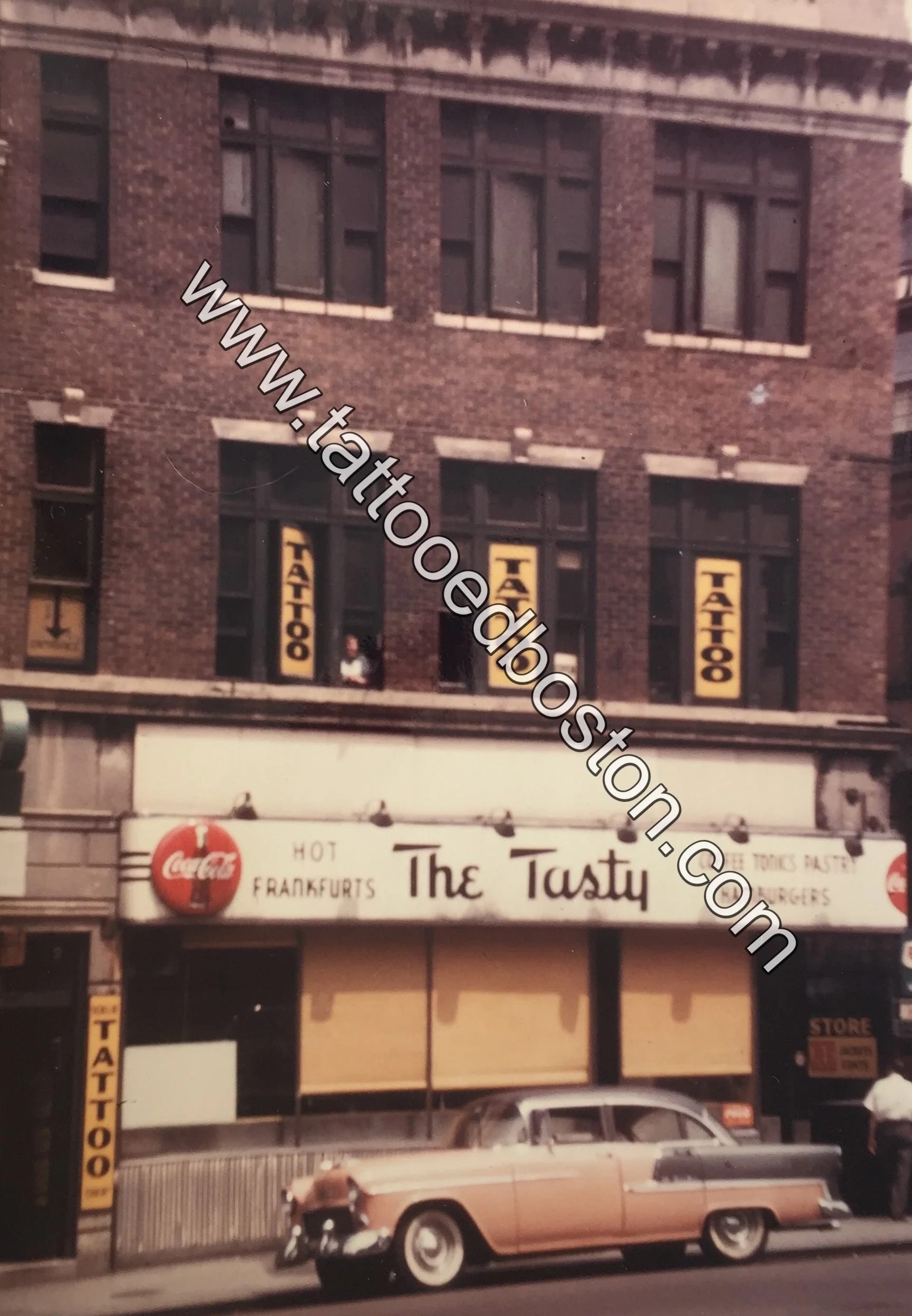 Lefty Liberty's Tattoo Shop at 49 Scollay Square, Boston, ca. 1955