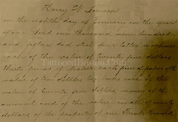 Summary of Harry Lawson's Court Case, 1915, The Massachusetts Supreme Judicial Court Archives