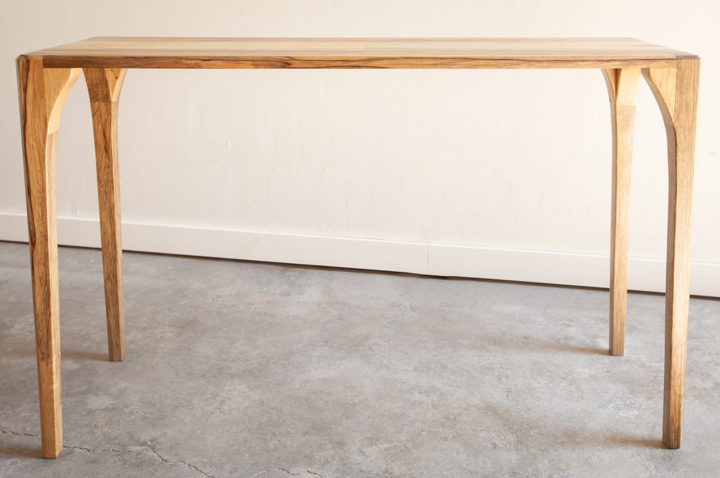 Minimal Console Table in Black Limba Front View