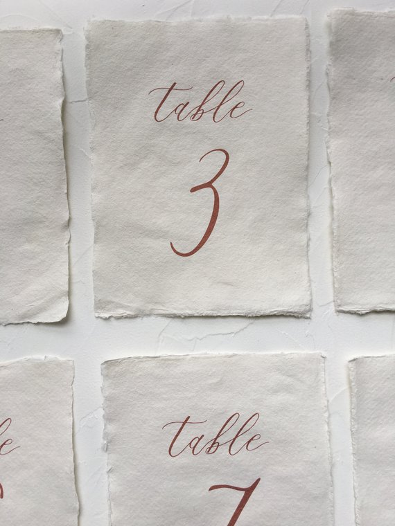 Handmade Paper Table Numbers Calligraphy1.jpg