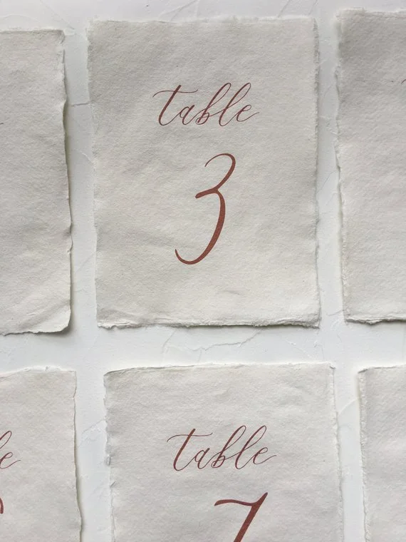 Handmade Paper Table Numbers Calligraphy1.jpg