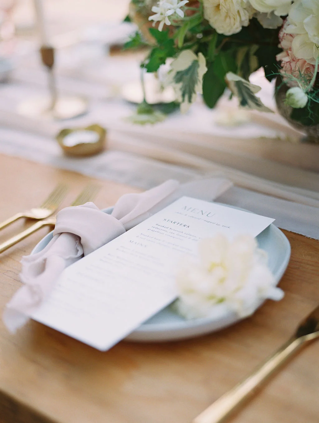 typography menu wedding