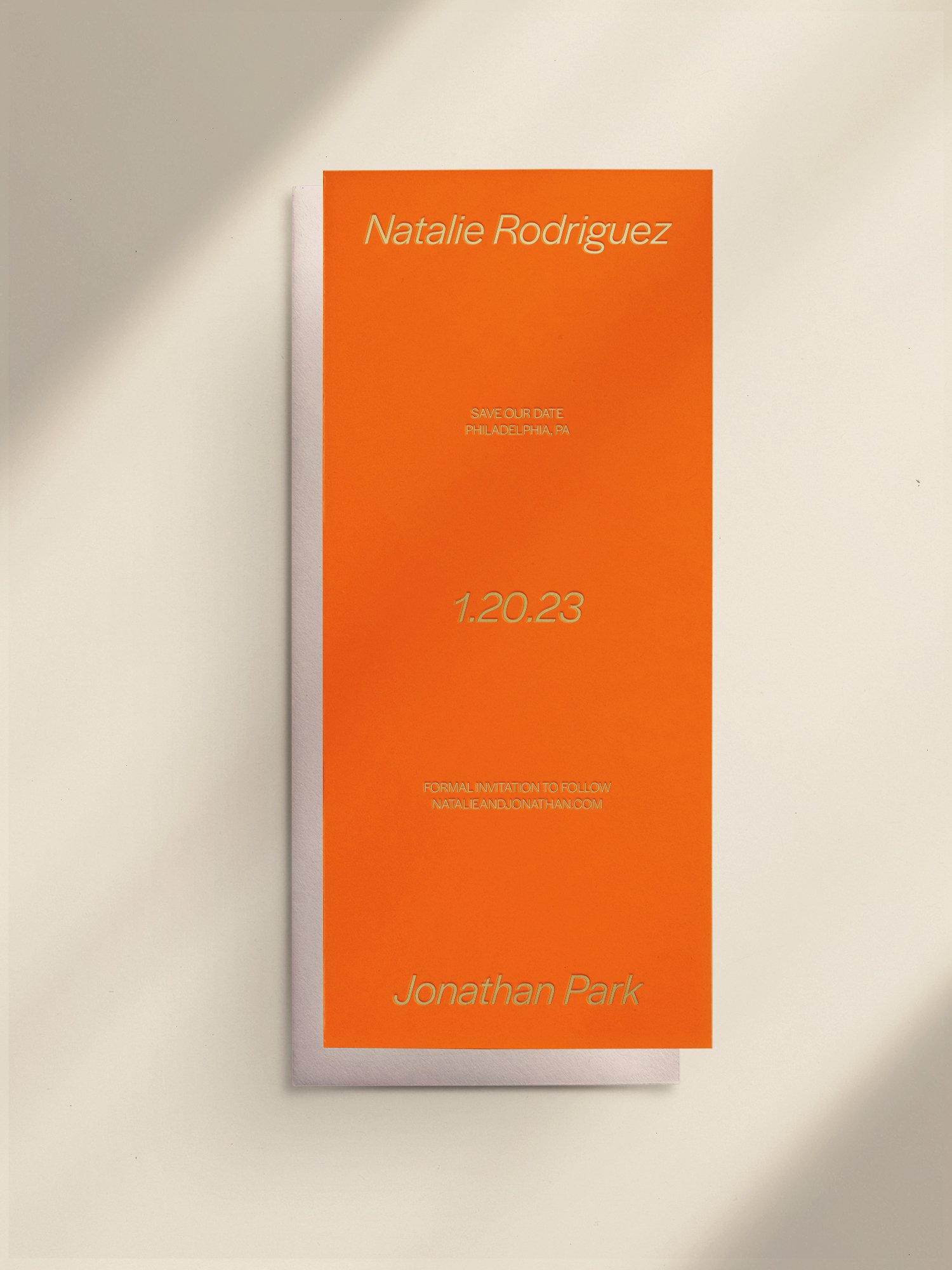 Save the Date Panel mandarin orange and gold foil.jpg