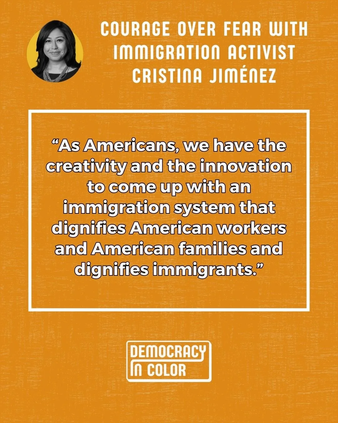 &ldquo;As Americans, we have the creativity and the innovation to come up with an  immigration system that dignifies American workers and American families and dignifies immigrants.&rdquo; 

Listen to the full episode with @crisalx wherever you get y