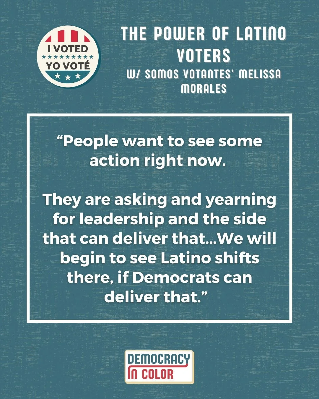 &ldquo;People want to see some action right now. They are asking and yearning for leadership and the side that can deliver that...We will begin to see Latino shifts there, if Democrats can deliver that.&rdquo; 

On our latest podcast, @SomosVotantes'