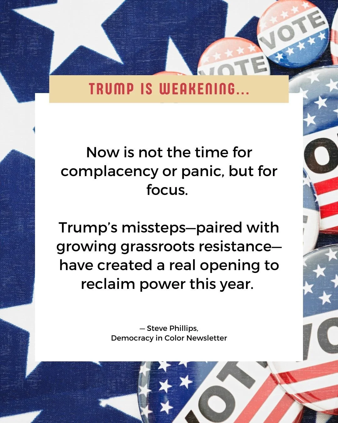 In our first newsletter of the year, @sphilli made clear why Trump and Republicans' actions in recent months are a positive sign for Democrats.

If you're not subscribed to our weekly newsletter, join us over at democracyincolor.com

#DemocracyinColo