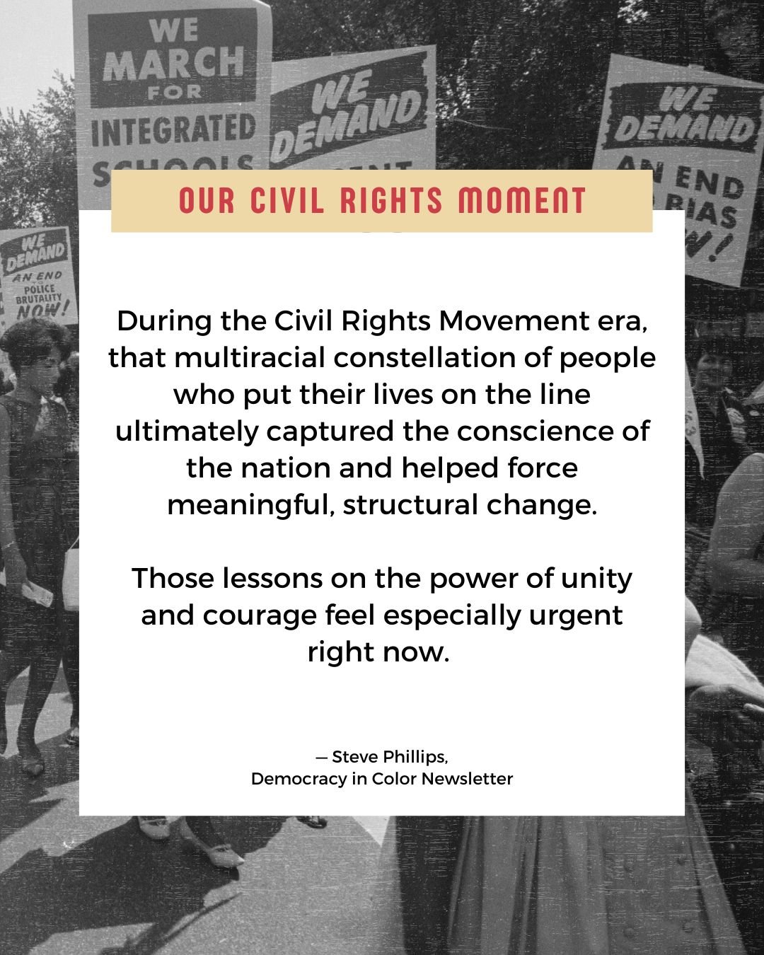 The Civil Rights era taught us the power of unity and courage. Those lessons feel especially urgent right now.

Read last week's newsletter and subscribe at the link in our bio.