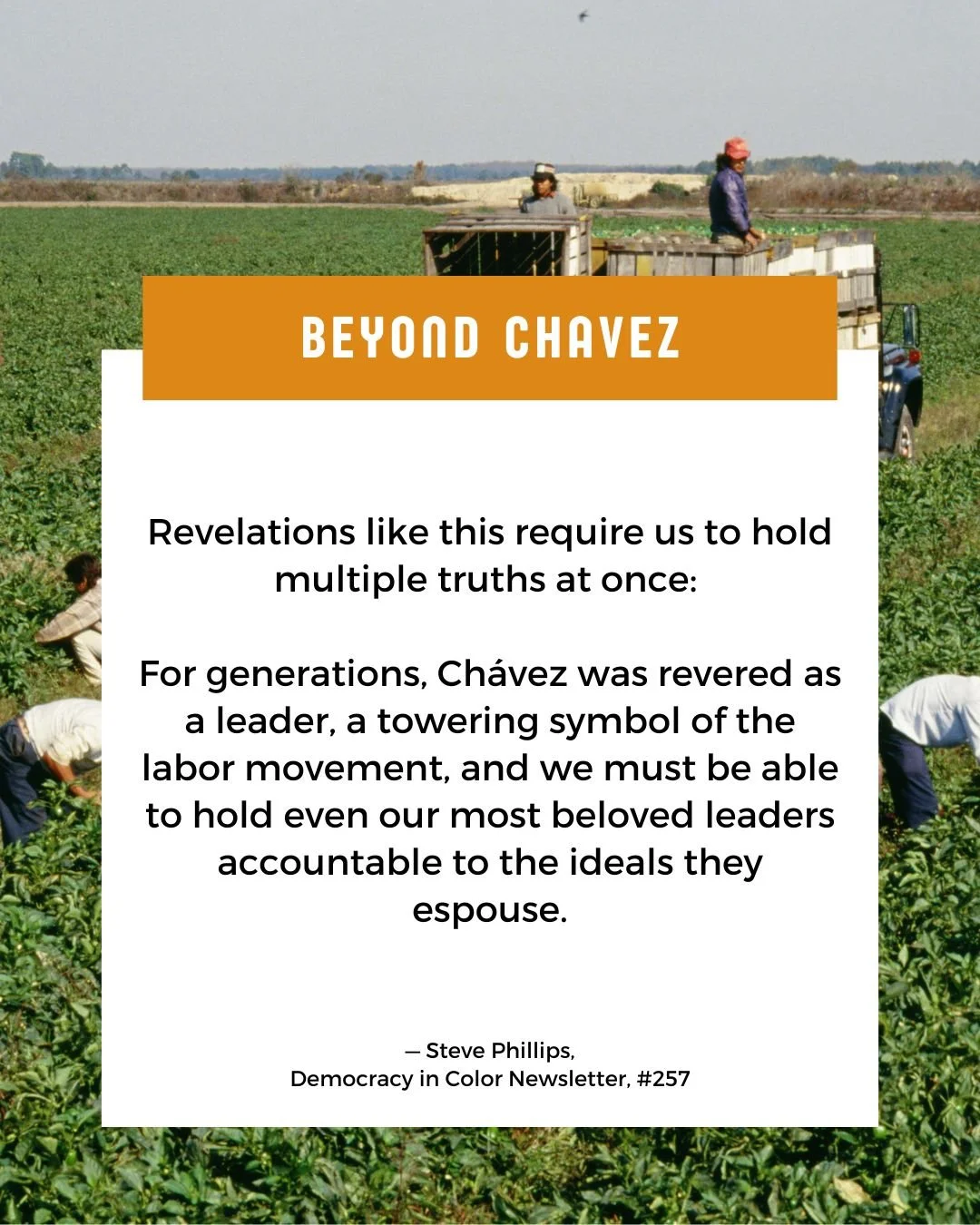 Years of investigation by @nytimes  journalists revealed extensive evidence that C&eacute;sar Ch&aacute;vez, the co-founder of United Farm Workers, sexually abused girls and women who worked in the movement, including Dolores Huerta.

In last week's 