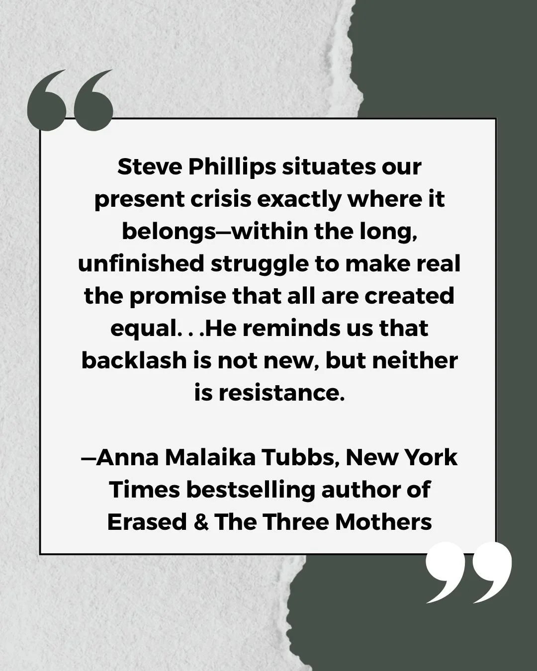 Here's what @annamalaikatubbs, New York Times bestselling author of "Erased" &amp; "The Three Mothers" had to say about @sphilli's new book "Are White Men Smarter Than Everybody Else":

Steve Phillips situates our presen