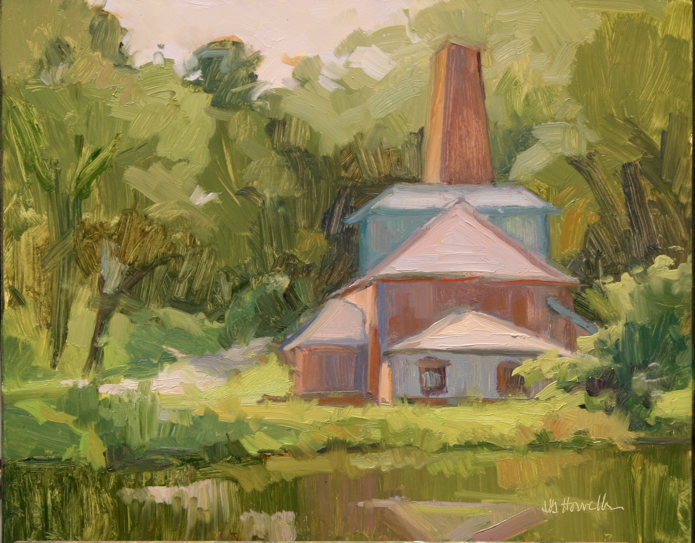 Judy Howells, Tisbury Waterworks, oil painting
