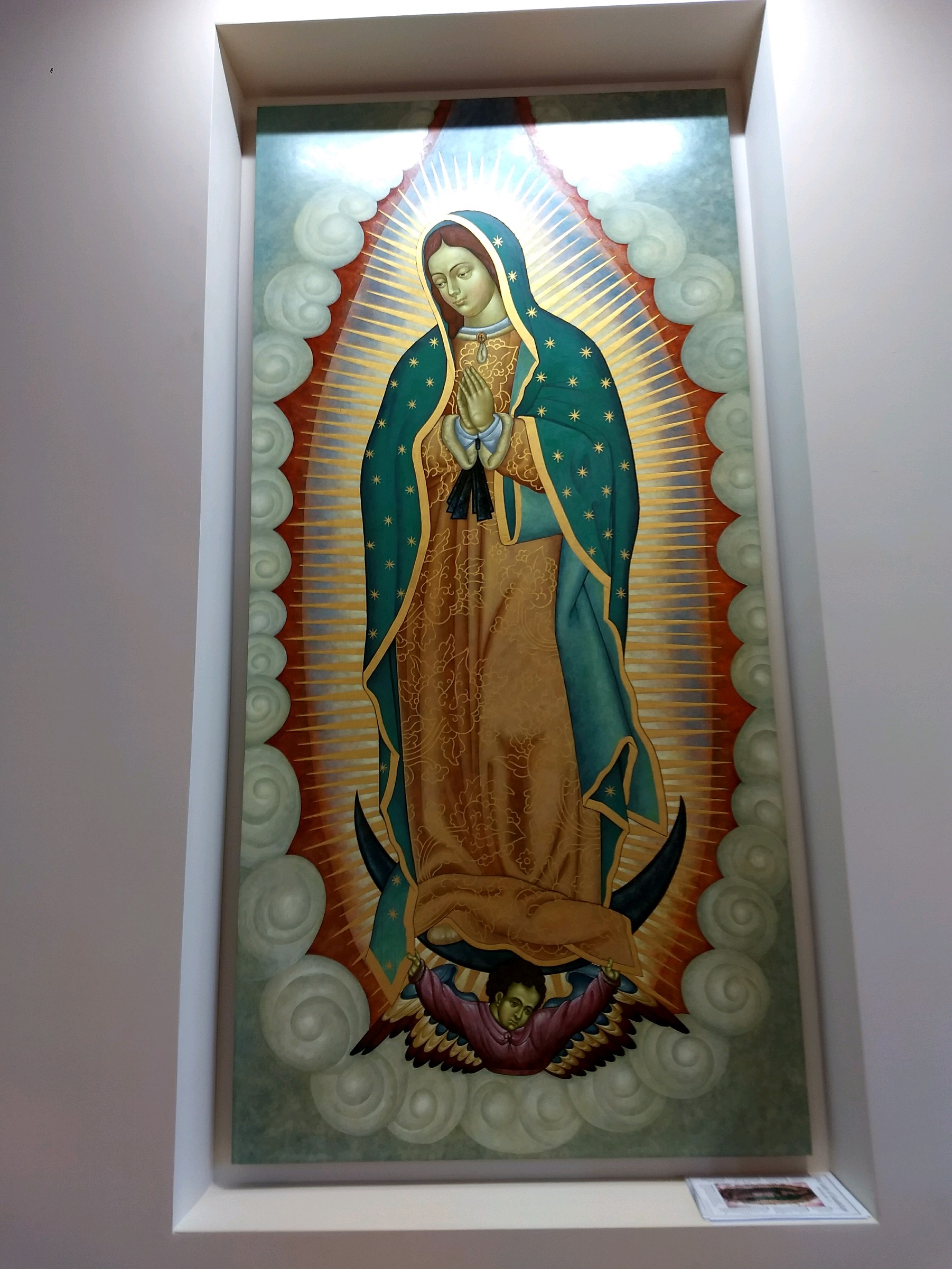   March 11 &nbsp;·&nbsp; Edited &nbsp;·&nbsp;  Our Lady of Guadalupe by a local artist. I never would've believed it, but this lady likes to show up and make people smell roses, or have random roses show up in places like straight out of the ocean. P