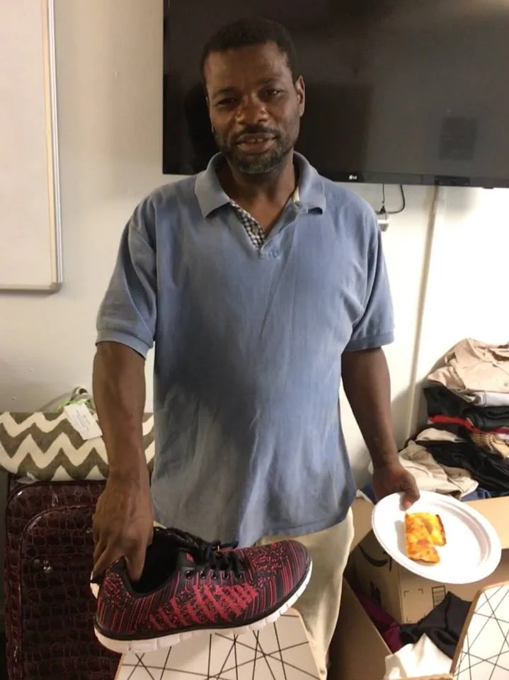 Our first shoe recipient!! Thanks for the donation, Mom! He loves his new shoes!