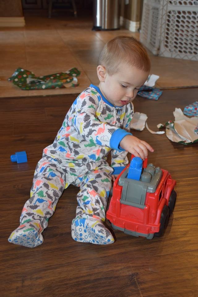 He loved his Duplo cars.