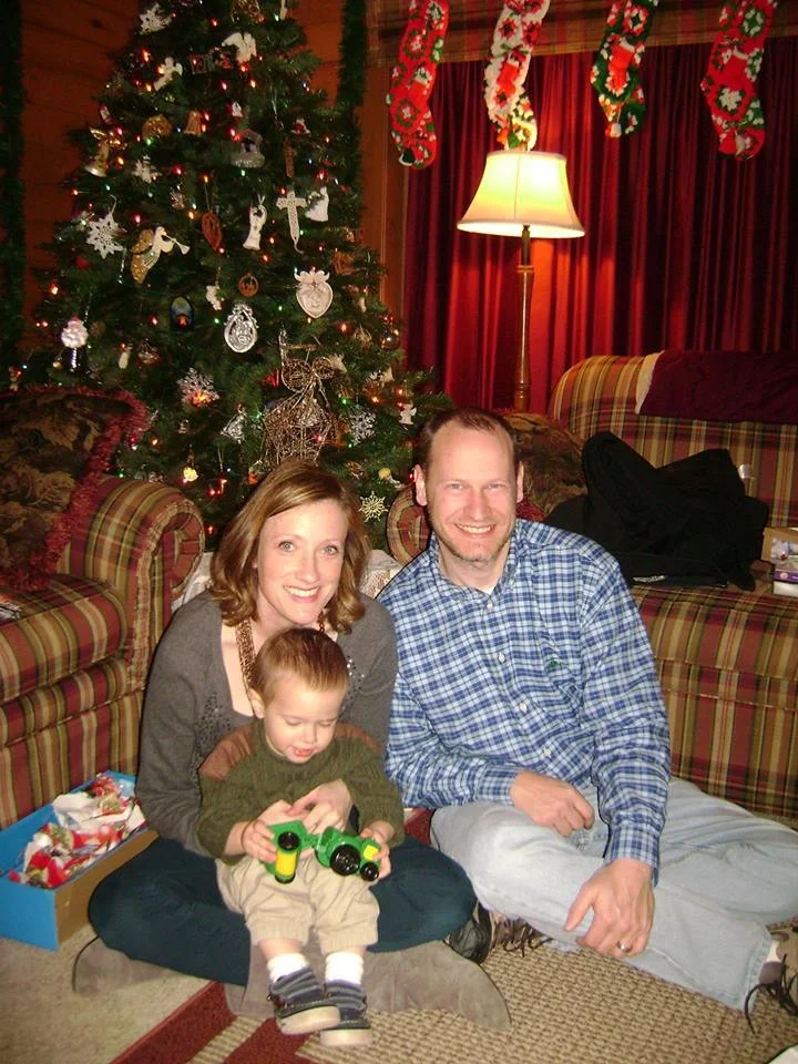 Visiting Grandma on Christmas. Caleb was too busy playing with his new "twactwo" to care one bit about taking a picture.