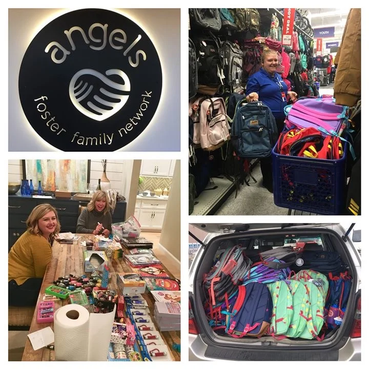 McCaleb Homes , a wonderful private donor, and so many of you who have sent us funds helped us buy 50 backpacks and lots of fun goodies for kids getting care through Angel's Foster Family Network. Academy Sports + Outdoors even let us borrow a friendly personal shopper to help us. — with Kailey A Kerr , Robin Feuerborn , Angels Foster Family Network OKC and Academy Sports + Outdoors .