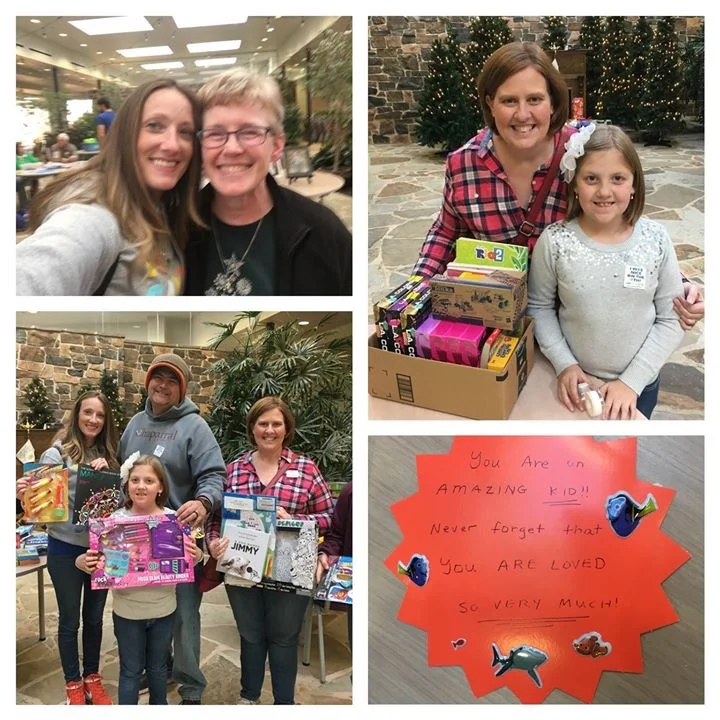 Hannah's Hope drove all the way from Perry to collect toys to share all across our state! I also found a little elf who volunteered to take donations to The Children's Center Rehabilitation Hospital ! It was SOOOOOOOOOO good to see these beautiful people! Someone else was camera shy this month so her handwriting is tagged instead. Ha! — with Christy VanMeter Kukuk , Jeff Kukuk , Jennifer Goode Robinson and Ruby Willoughby Wile .