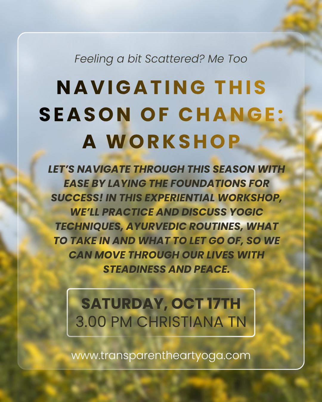 Navigating This Season of Change: A Workshop