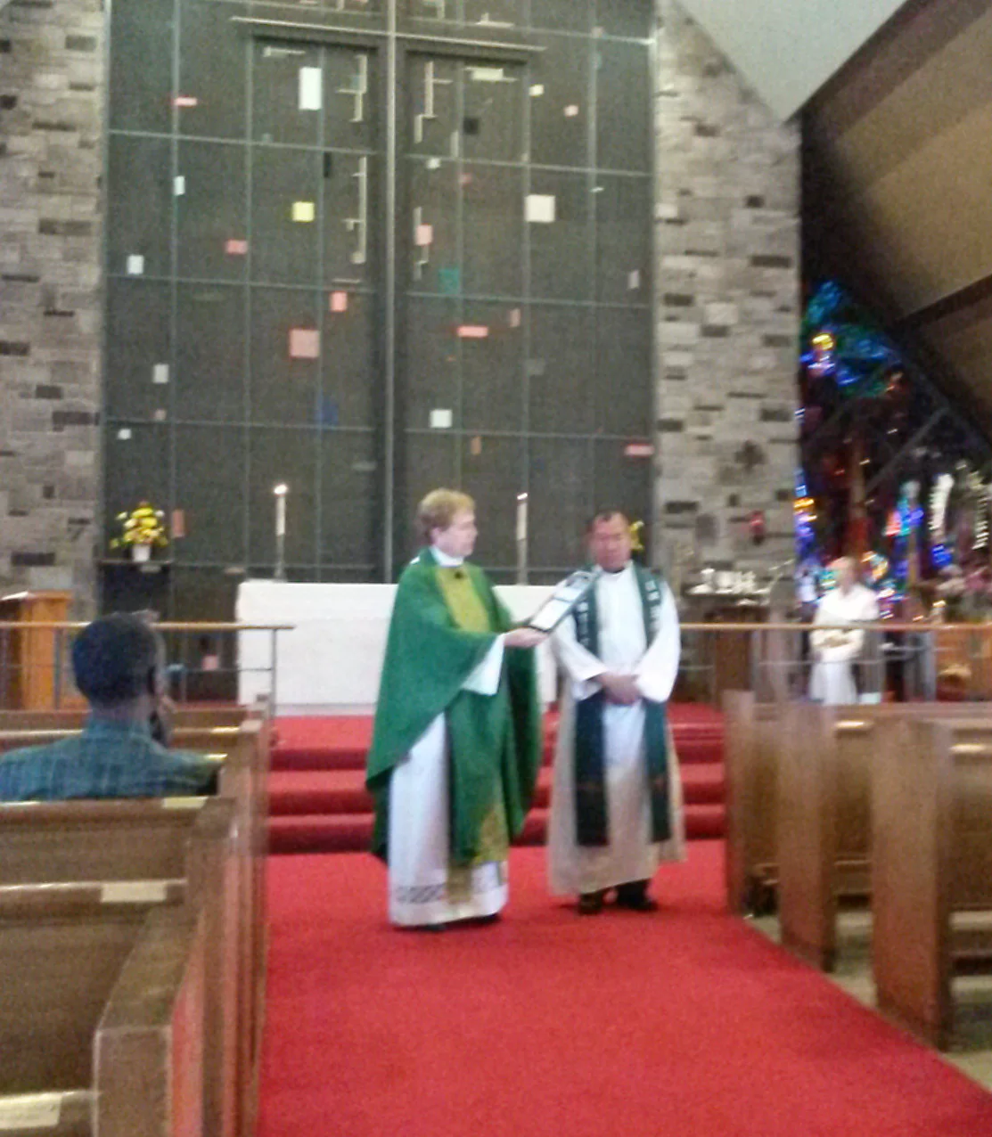 Congratulating Father Vidal on the Social Media Award