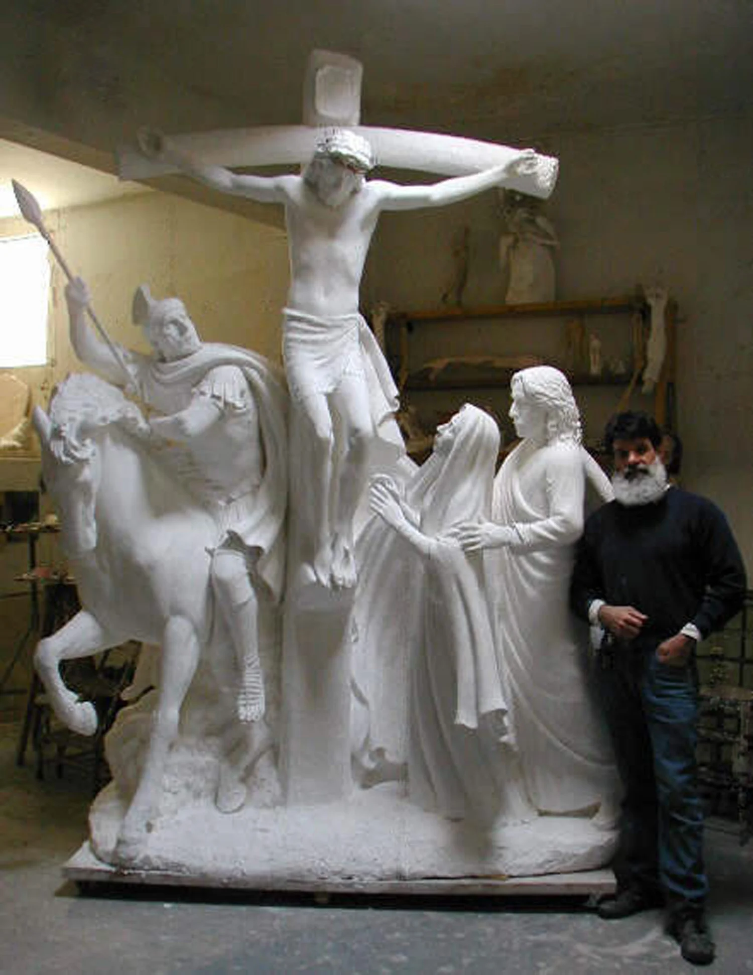 Calvary sculpture, in the studio of David LaRocca