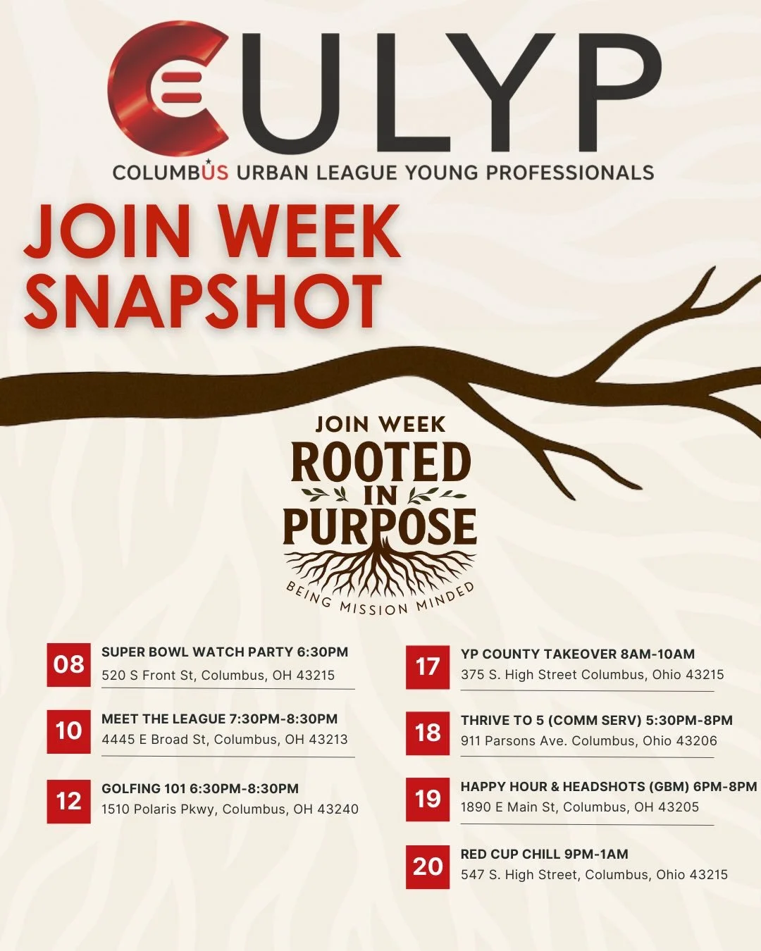Join Week is officially here, and we&rsquo;re inviting you to experience what it means to be rooted in purpose. This week represents an intentional introduction to our mission.

📆 February 12 &ndash; Golfing 101 | 6:30PM&ndash;8:30PM
📆 February 17 