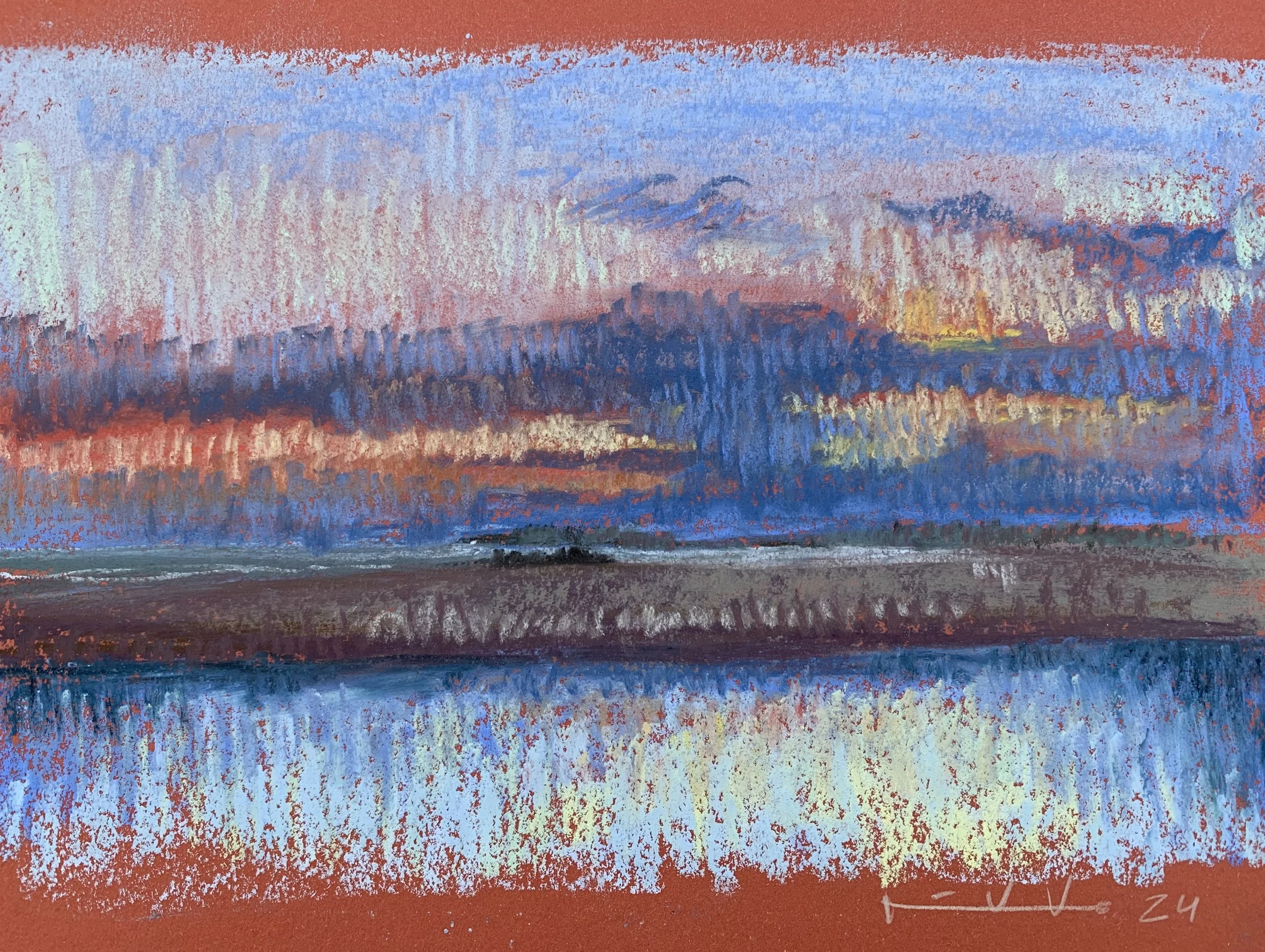 Popham Sunset on Red Paper.jpg