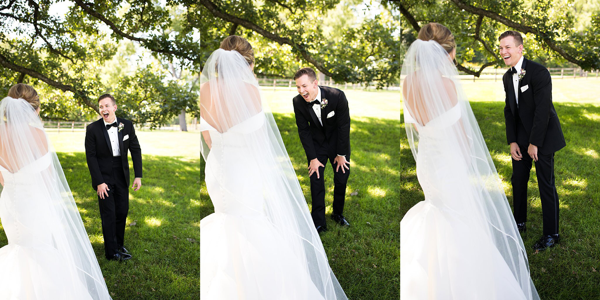  Stunned groom seeing his bride for the first time. 