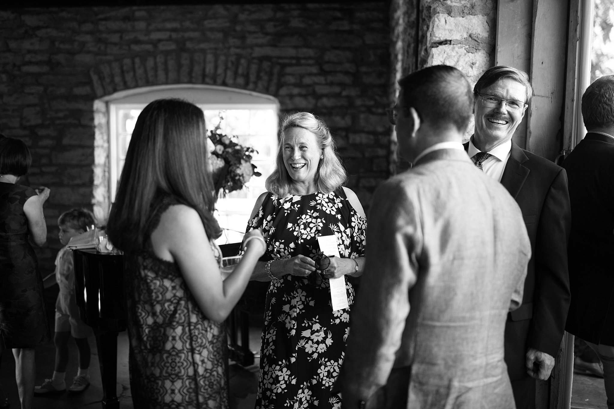  Mayowood Stone Barn wedding guests enjoying cocktail hour 4 of 10. 