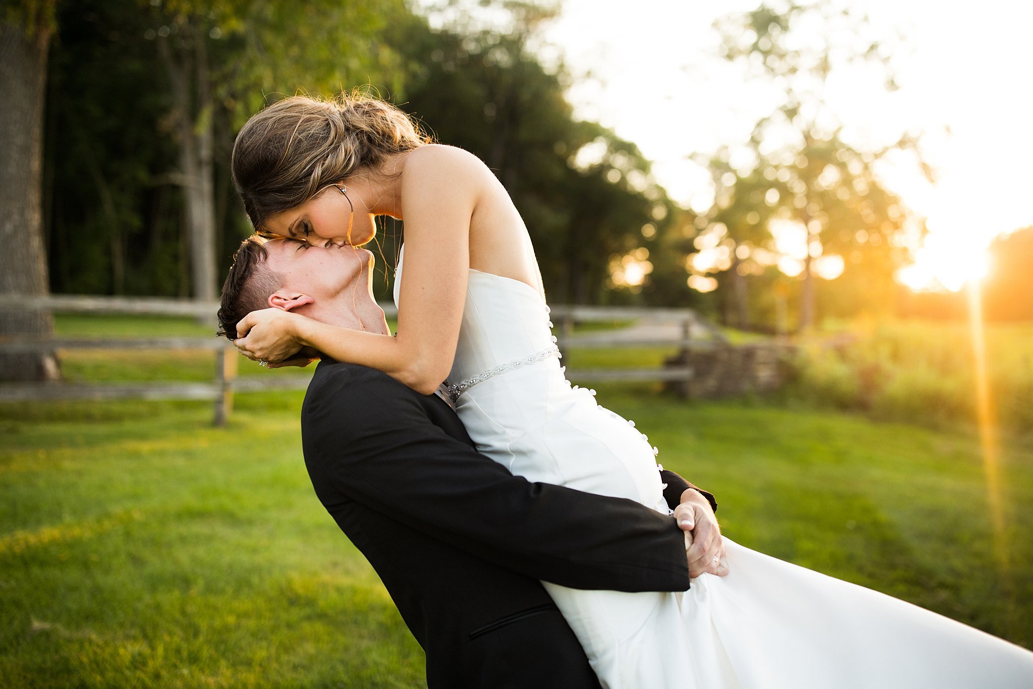  Bride and groom during sunset at Mayowood Stone Barn 11 of 13. 