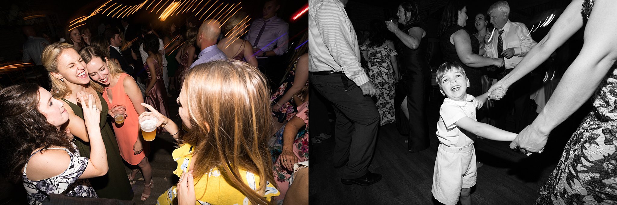  Wedding guests dancing at Mayowood Stone Barn 4 of 11. 