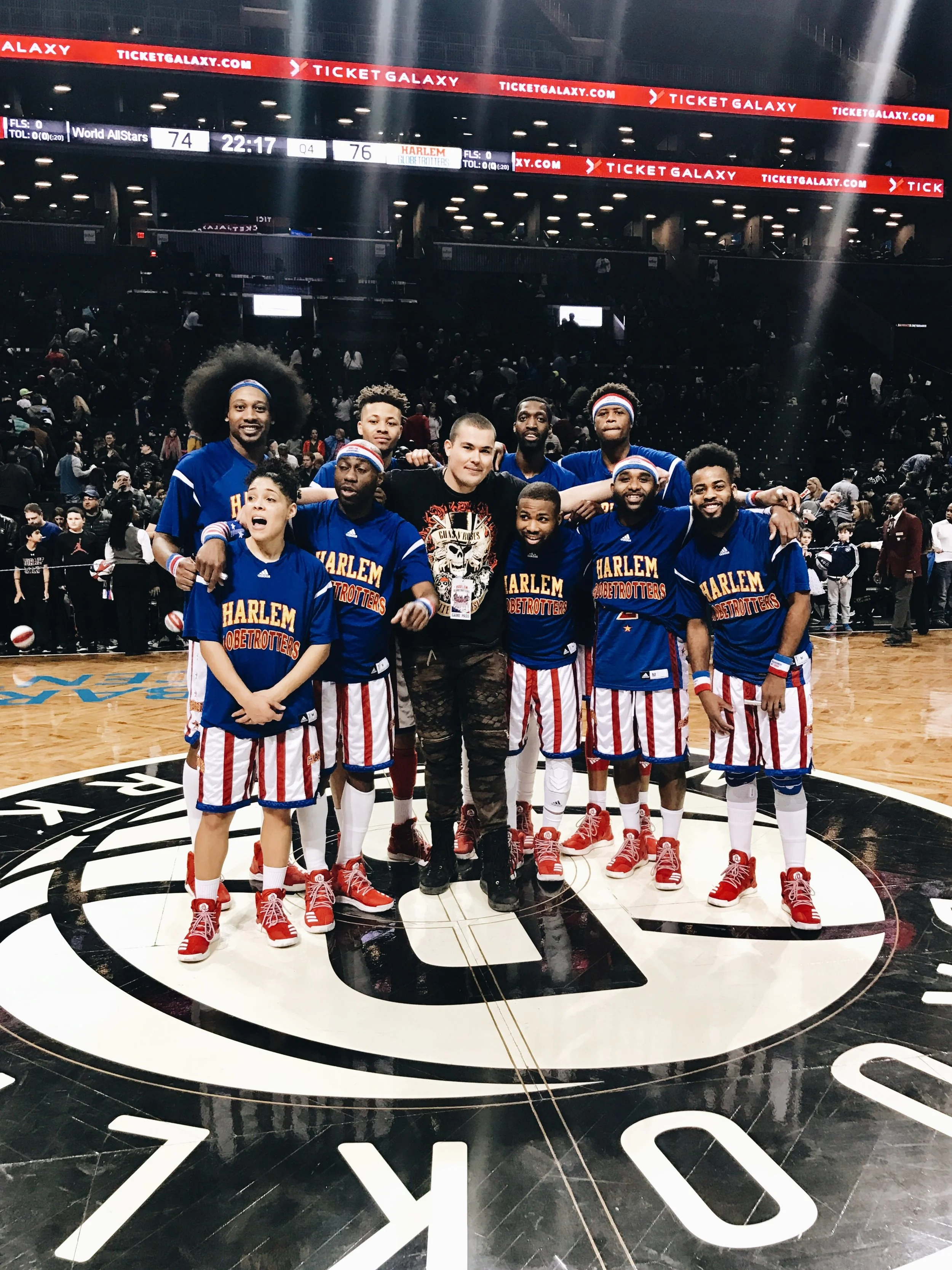 Chris with the Harlem Globetrotters