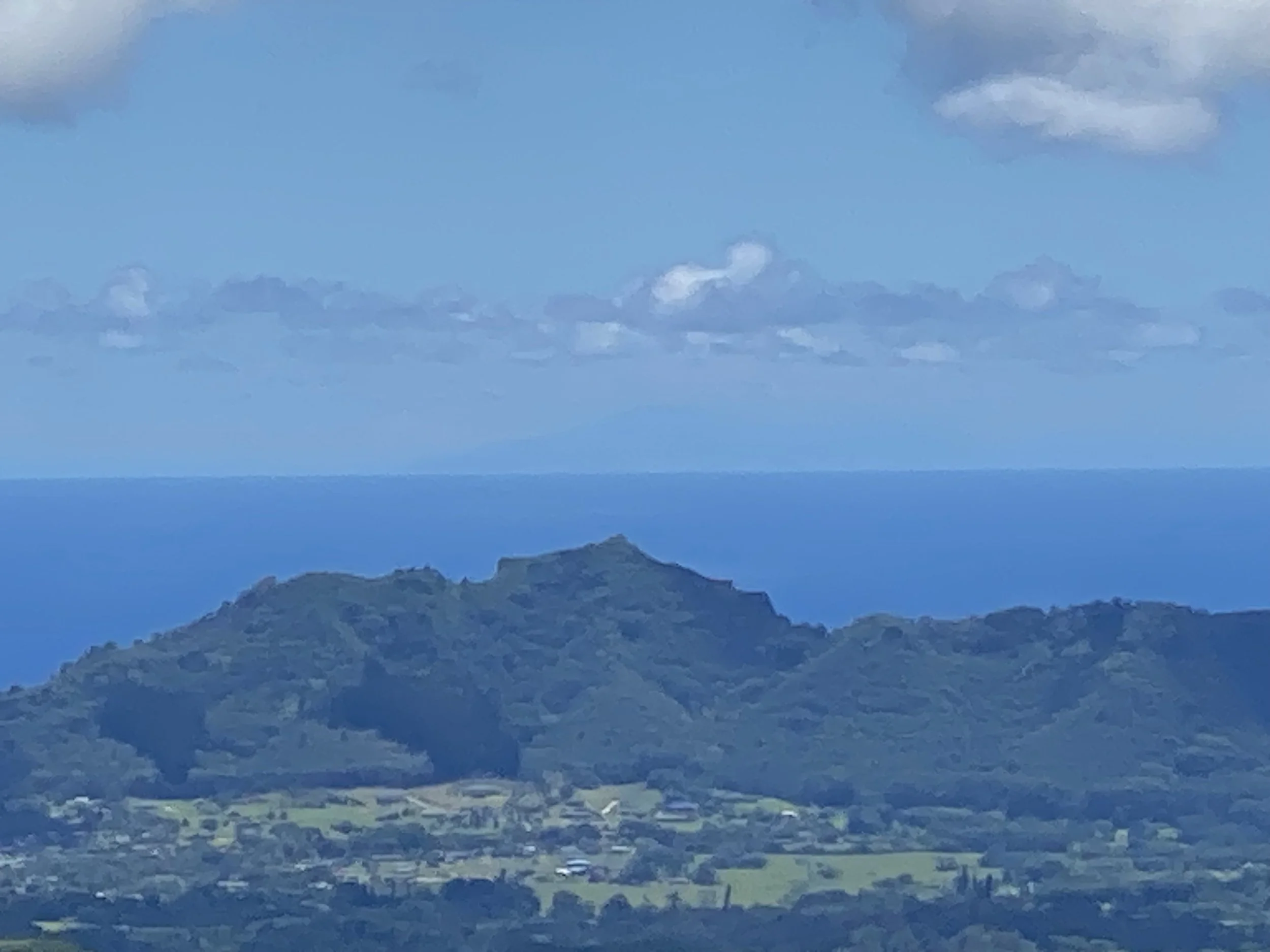 Kauai Powerline  Top looking at Sleeping Giant with Oahu on the Horizon  oo12