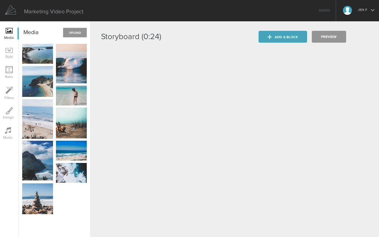 Loading animation of blocks in project view to reinforce user's understanding of 'blocks.'