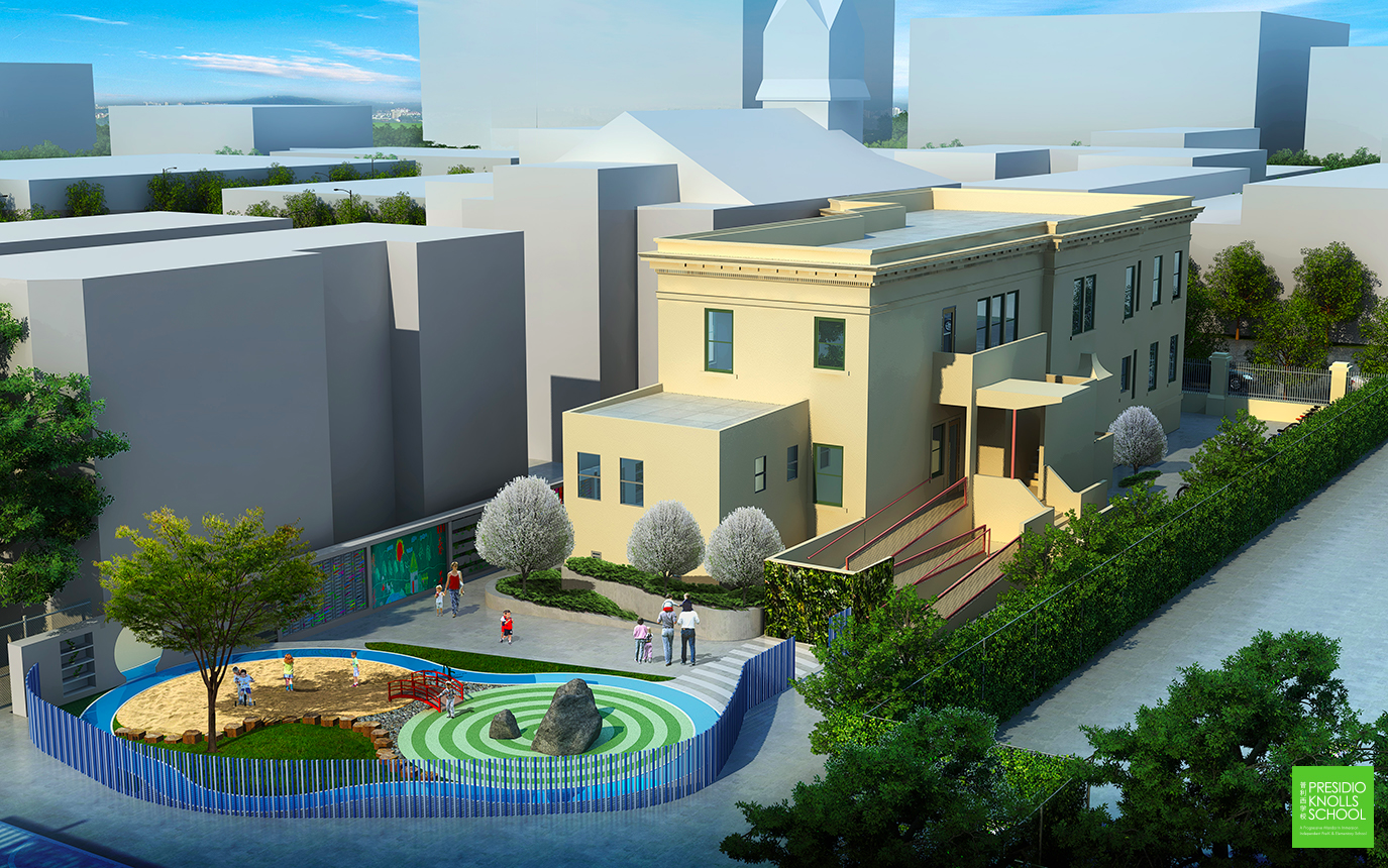 A rendering of the completed Rectory Building.