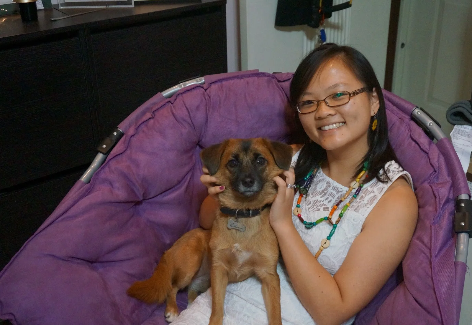 Ophelia and her bilingual dog, Coco