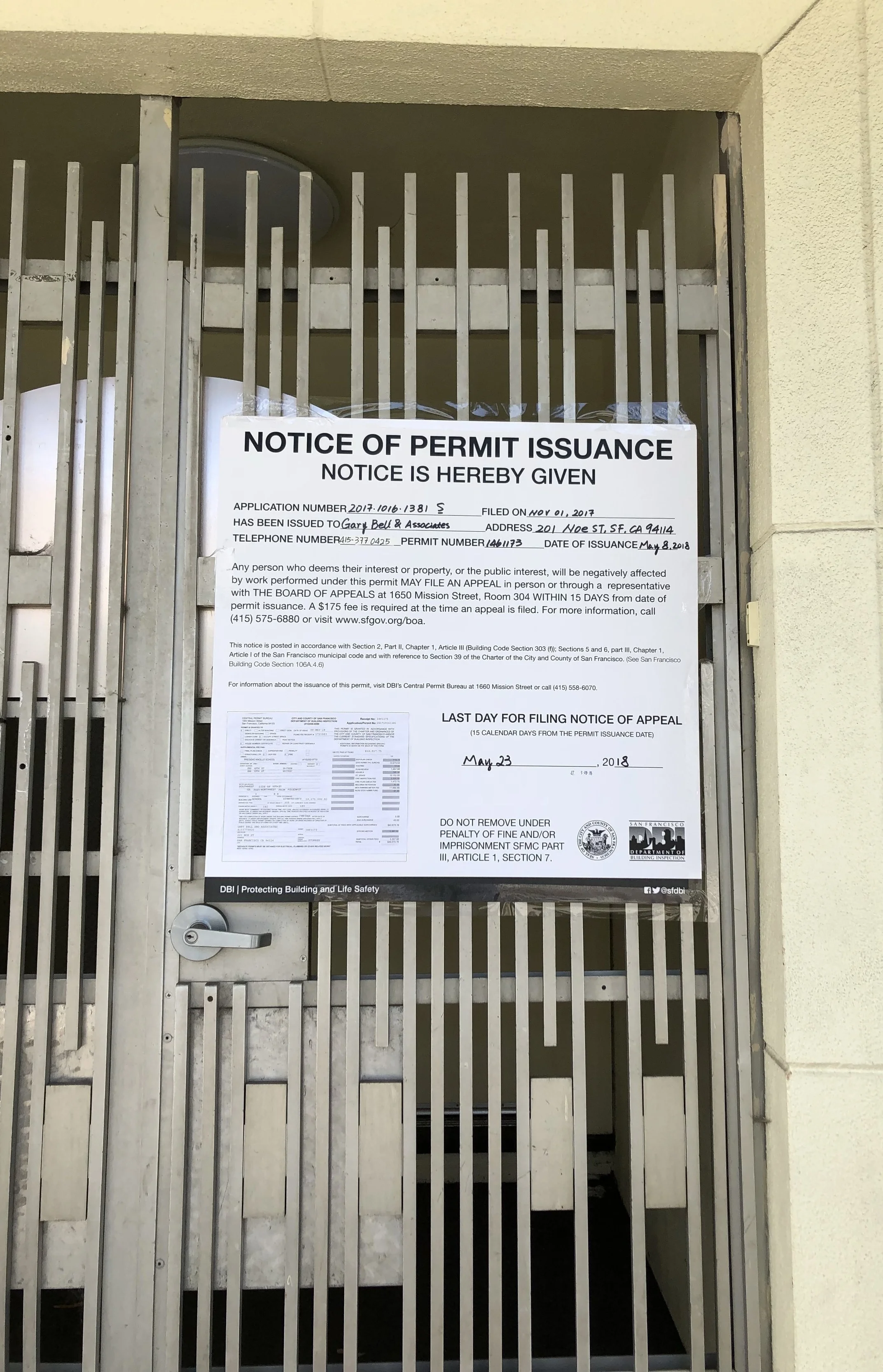 Construction permit received and posted!