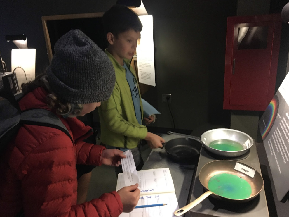 At the Exploratorium. Students are examining different ways a museum can present information so that it is engaging and interactive.
