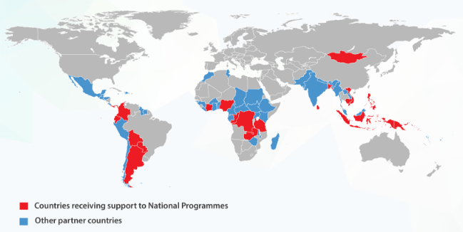 The 64 Partner Countries of the UN REDD Programme. Source: UN REDD Programme 201