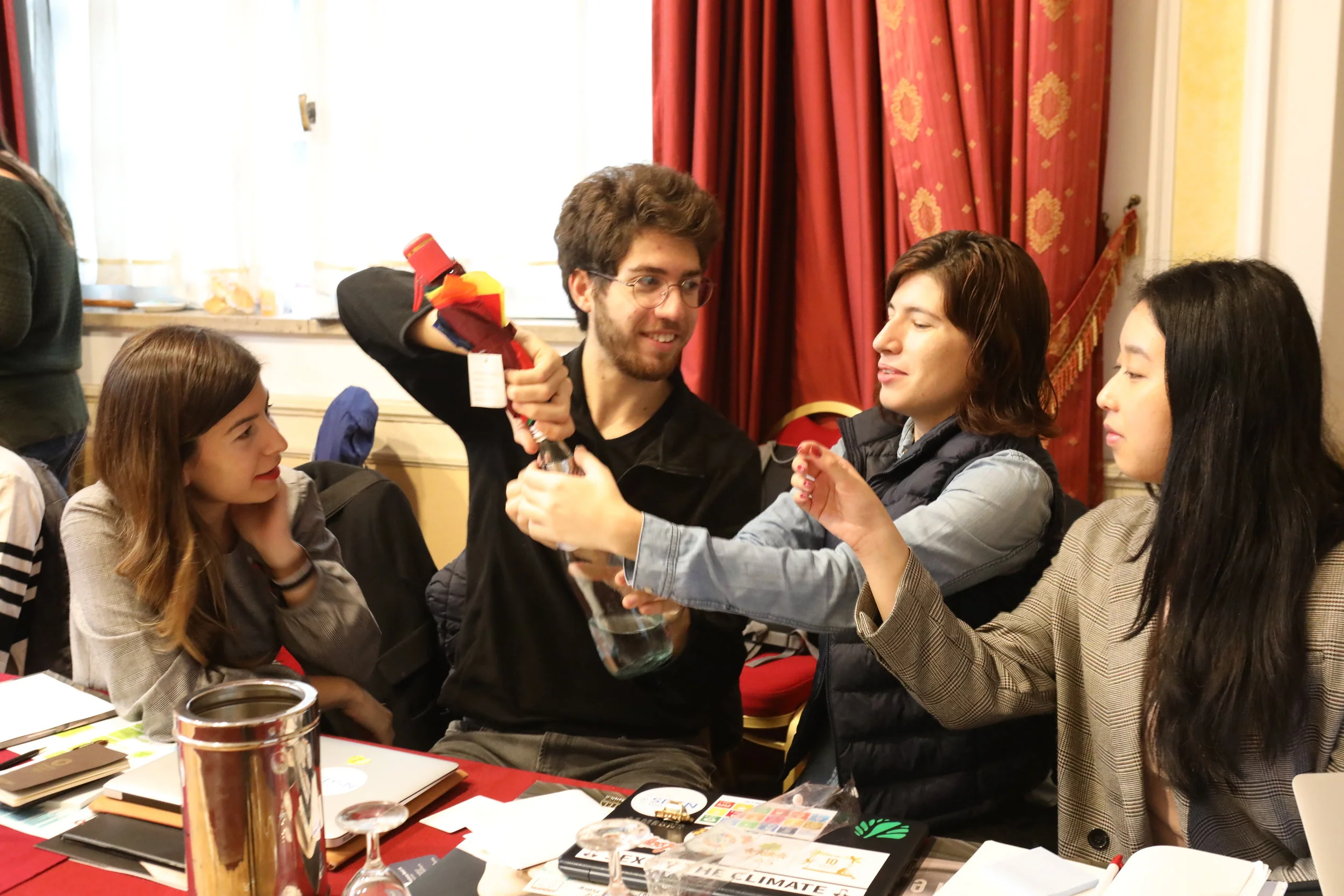 The group and genius dynamic of Buket Altinçelep, Toygar Akay, Gabriela Sampaio, and Michelle Huang on full display. Photo Credits: Yuntong Man/SDSN Youth