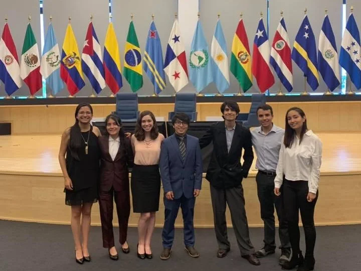 SDSN Youth’s delegation at the Latin American Parliament. From left to right: Daniela Guevara (SDG Coordinator, Escuela Politécnica Nacional), Selena Jimenez (Yachay Tech University), Sienna Nordquist (Project Officer, Networks Team), David Carchipulla (SDG Coordinator, Escuela Politécnica Nacional), Martin Velez (Yachay Tech University), Nicolás Serrano (Network Coordinator, Andes), and Maria Jose De La Torre (SDG Coordinator, Yachay Tech University).