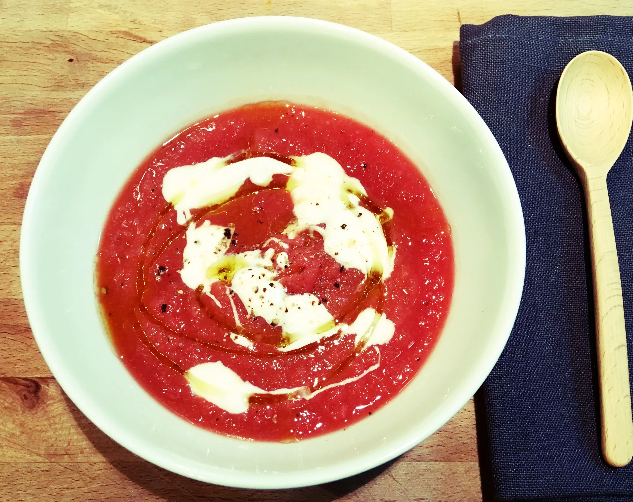 Crema di Sedano rapa e Porri con Barbabietola