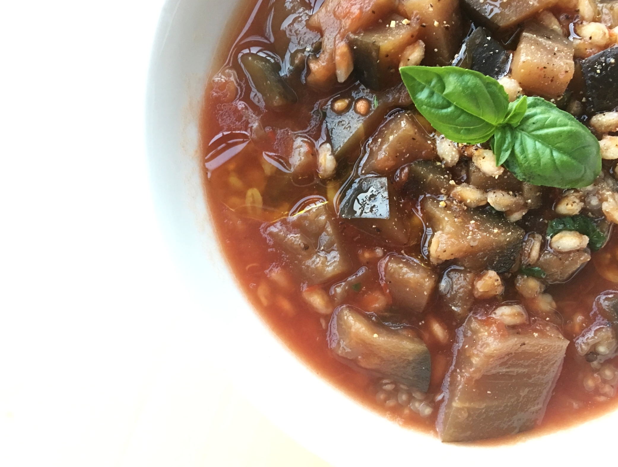 Minestra di farro e melanzane