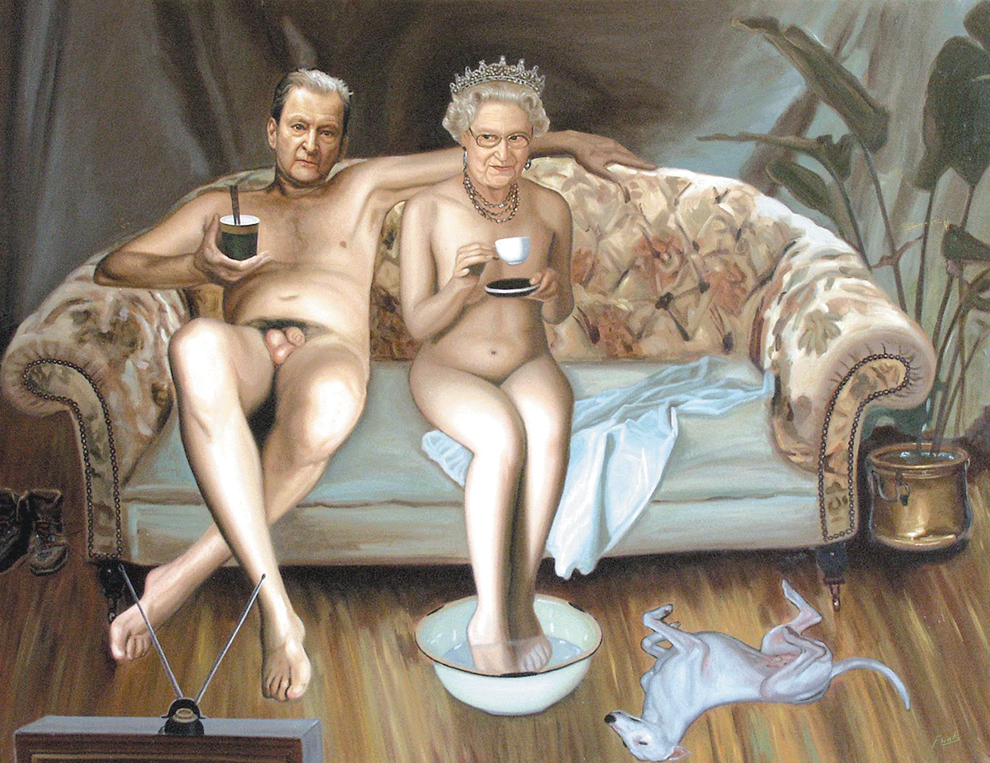 AN AUDIENCE WITH THE QUEEN, oil on canvas, 110 x 143 cm Winner of the Thames & Hudson Pictureworks Prize 2010