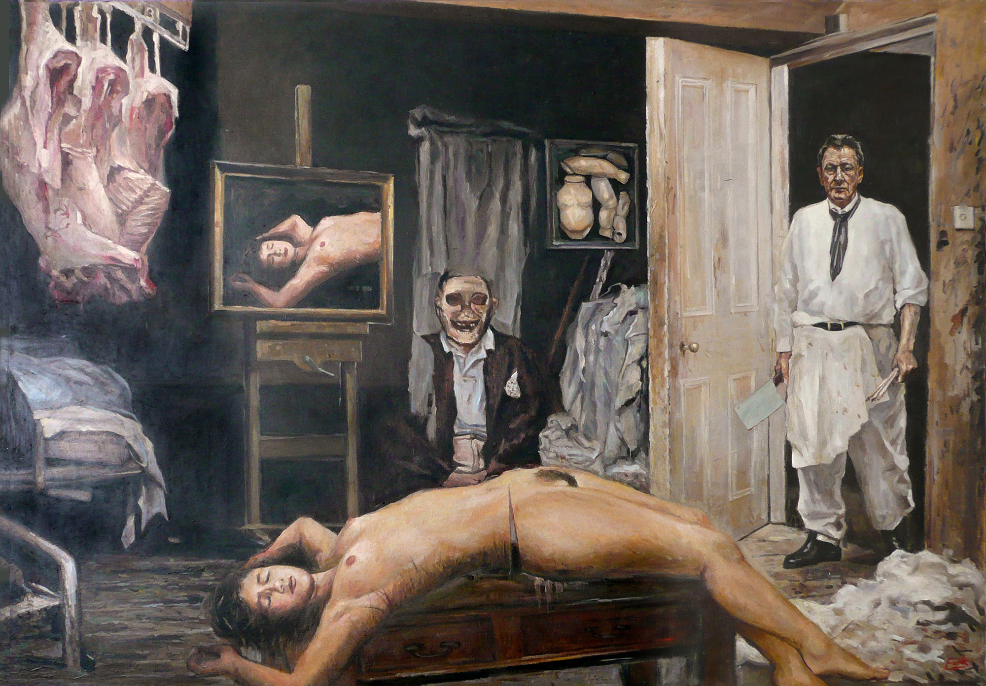 THE PRICE OF ART IS MURDER, oil on canvas, 109 x 155 cm / 42.9 x 61 in