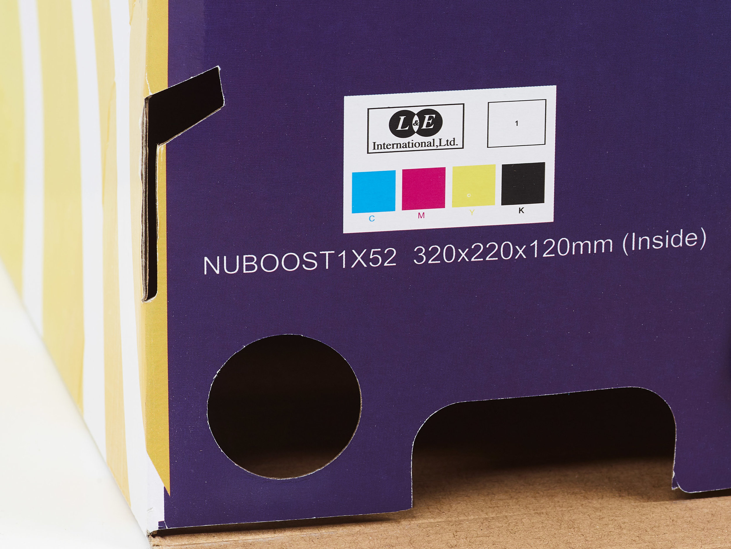 Some styles have their size printed on the side of the box tucked underneath the outer side wall.