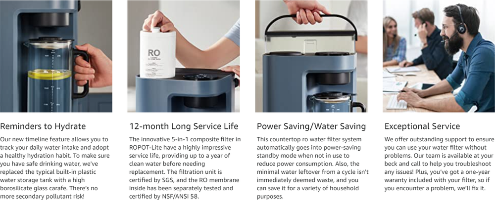 Bluevua Six Stage ROPOT Lite Countertop Reverse Osmosis System (0.35L ...