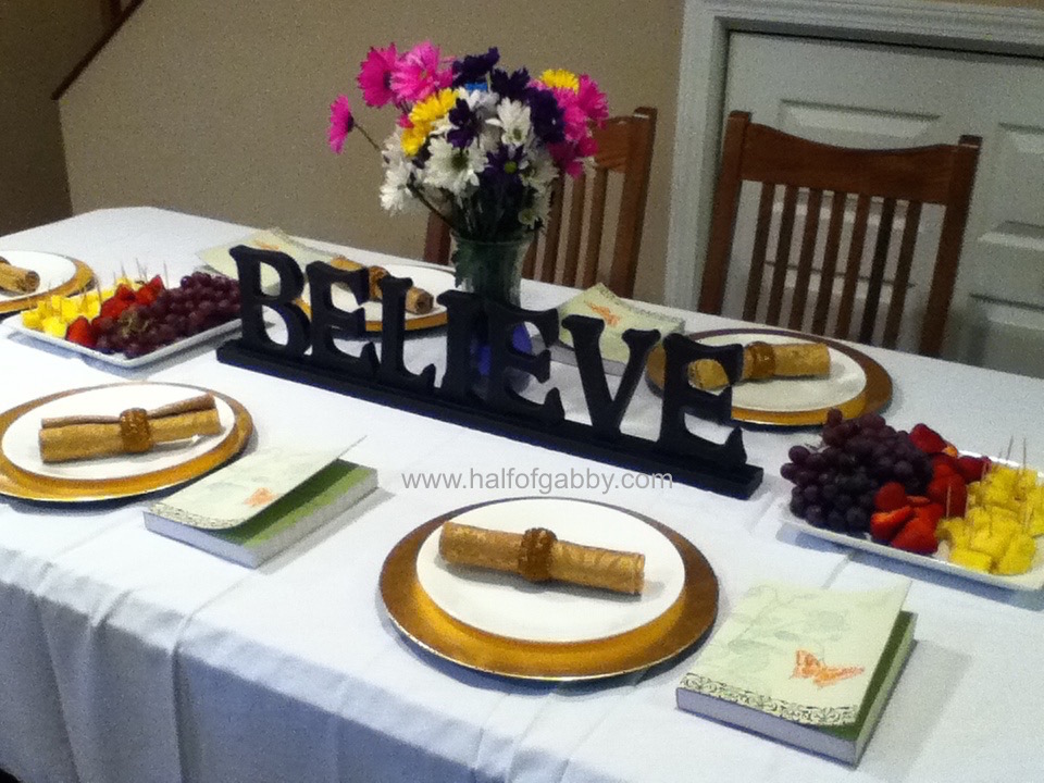 Here's a pic of the table I set up for the girls. I gave them each a journal so they can document their journey.