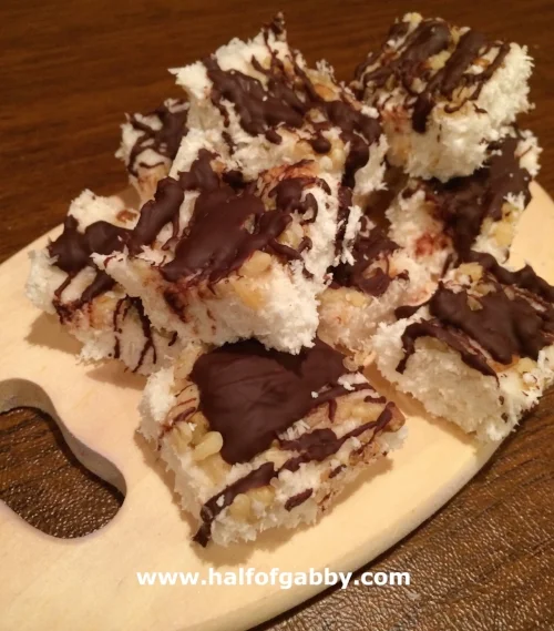 This batch was made with chopped walnuts instead of whole almonds. Yes, still yummy!