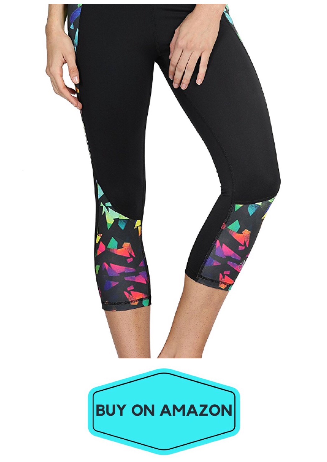 Capri Yoga Pants, Black/Rainbow Colors